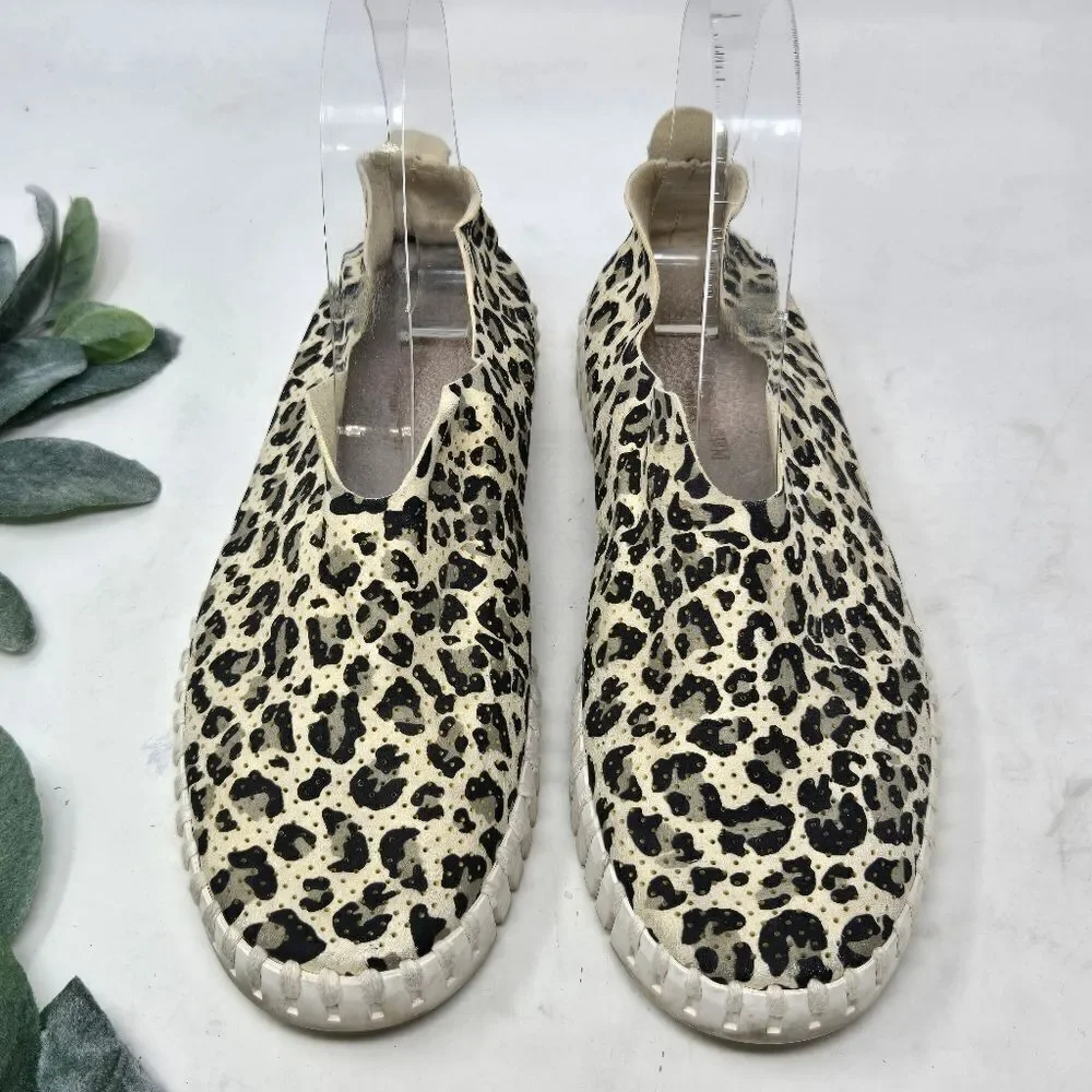 ILSE JACOBSEN Leopard Print‎ Tulip Slip On Sneakers Size 36